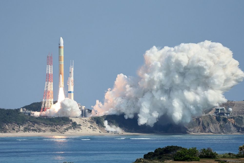 The Japanese next generation 'H3' rocket leaves the launch pad at the Tanegashima Space Center in Kagoshima, southwestern Japan.