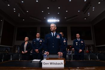 Air Force Gen. Kenneth Wilsbach, arrives for a Senate Committee on Armed Services hearing for his reappointment to be Chief of Staff of the Air Force, on Capitol Hill in Washington, Thursday, Oct. 9, 2025. 
