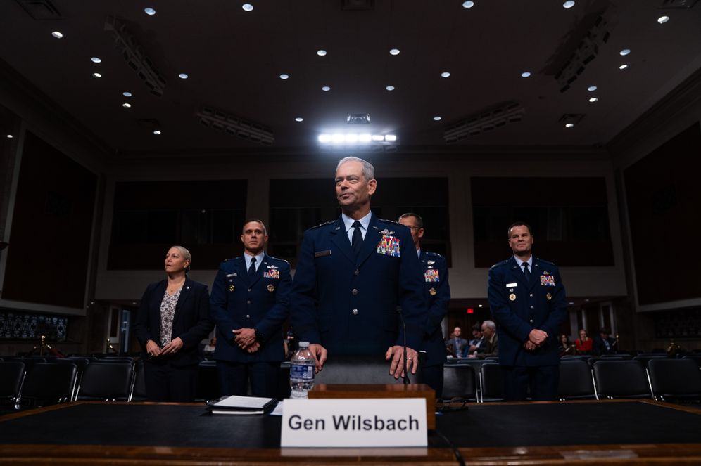 AP Photo/Allison Robbert Air Force Gen. Kenneth Wilsbach, arrives for a Senate Committee on Armed Services hearing for his reappointment to be Chief of Staff of the Air Force, on Capitol Hill in Washington, Thursday, Oct. 9, 2025.