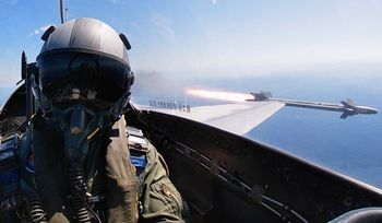 An AIM-9P4 short-range sidewinder air-to-air missile is fired from a Taiwanese Ching-Kuo Indigenous Defense Fighter in Taiwan, on July 26, 2022.