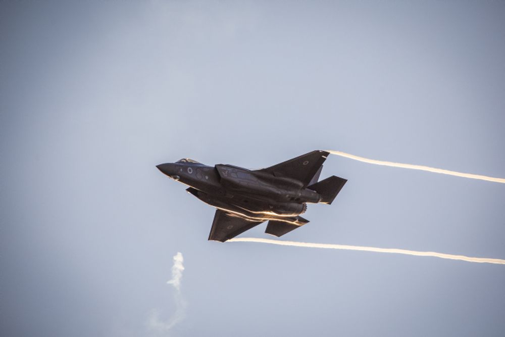 An Israeli F-35 stealth fighter jet at a ceremony for IAF Flight Course graduates at the Hatzerim Air Base in the Negev desert, December 26, 2018.