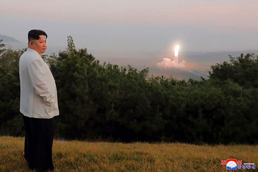 North Korean leader Kim Jong Un inspects a missile test at an undisclosed location in North Korea.