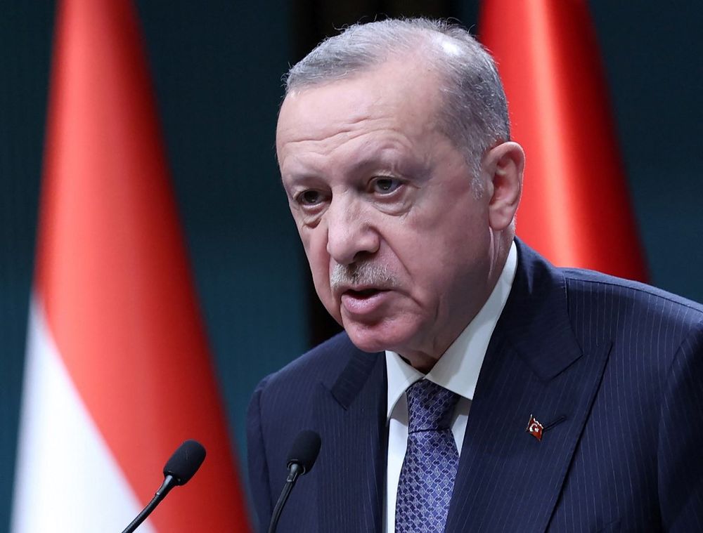 Turkish President Recep Tayyip Erdogan speaks during a press conference at the Presidential Complex in Ankara, Turkey.