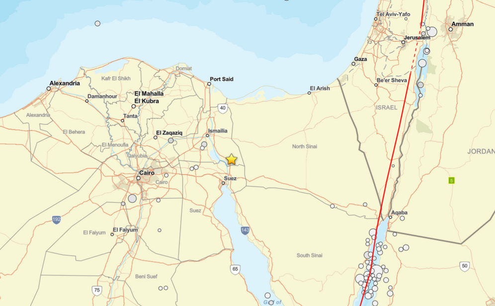 USGS Map of Egypt earthquake epicenter