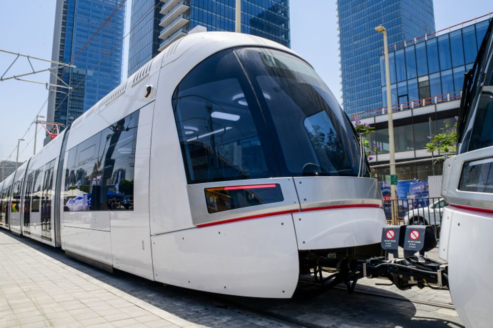 View of the light rail in the city of Petah Tikva, central Israel, June 10, 2021.