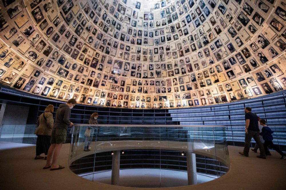 Visitors seen at the Yad Vashem Holocaust Memorial Museum in Jerusalem on April 4, 2021, ahead of Israeli Holocaust Remembrance Day.