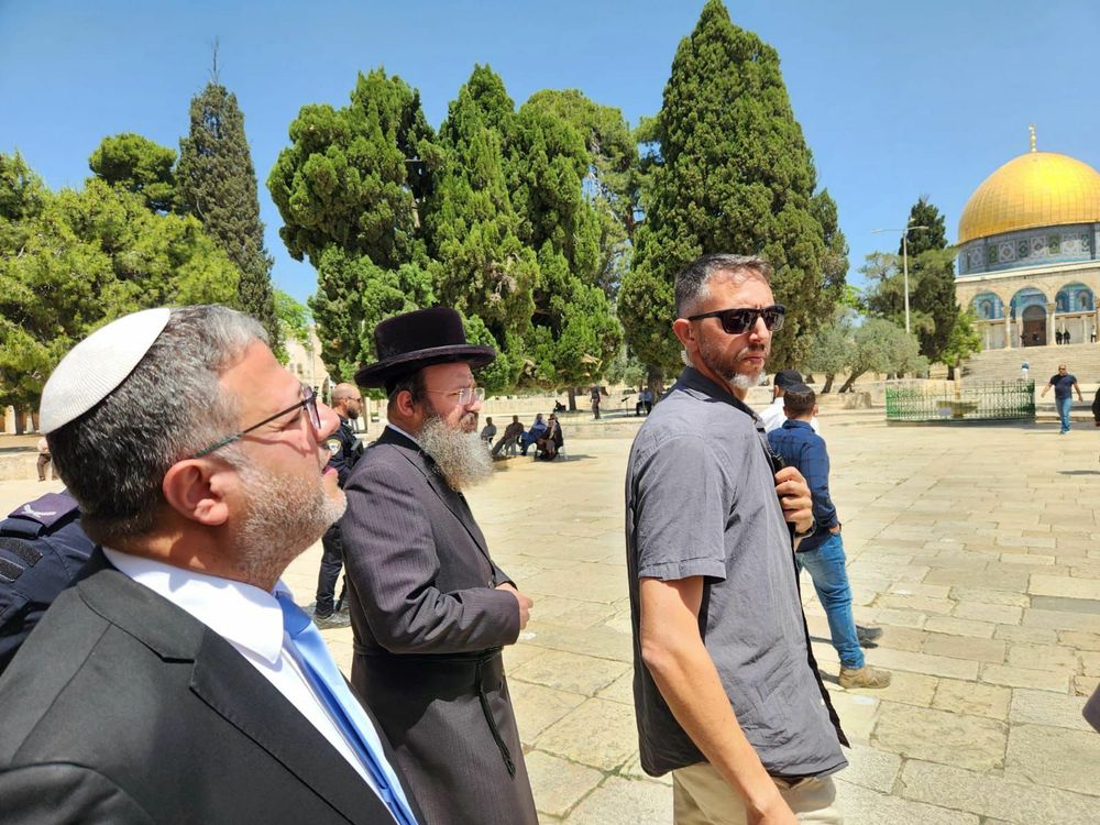 National Security Minister Itamar Ben-Gvir ascends the Temple Mount for the first time since the October 7 massacre took place