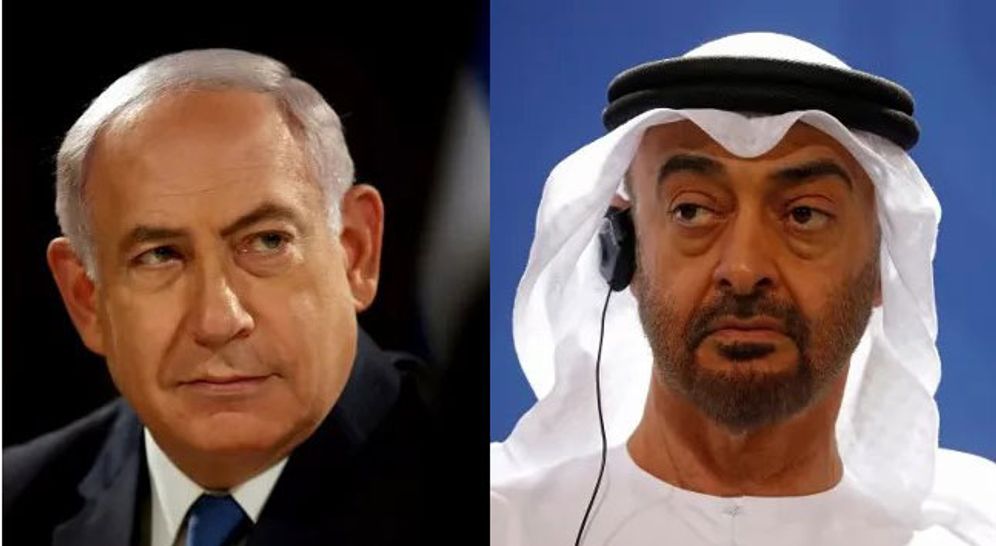 محمد بن زايد ولي عهد ابو ظبي ورئيس الوزراء الاسرائيلي نتنياهو