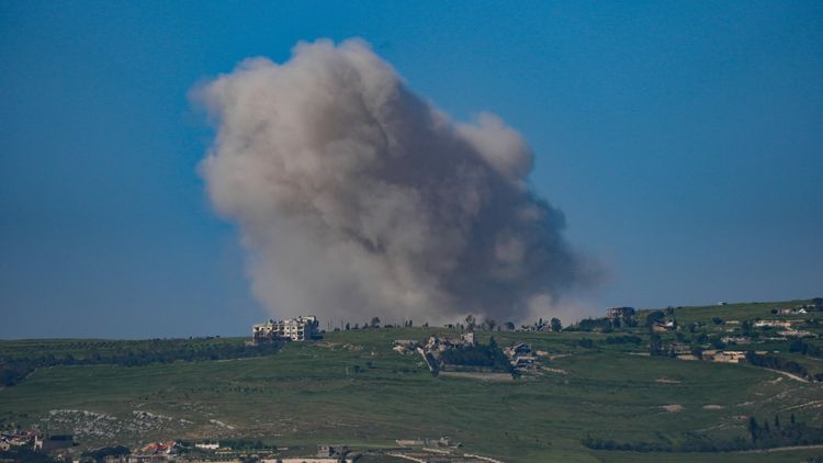 Smoke rises from southern Lebanon during an Israeli military operation, May 8, 2026. 