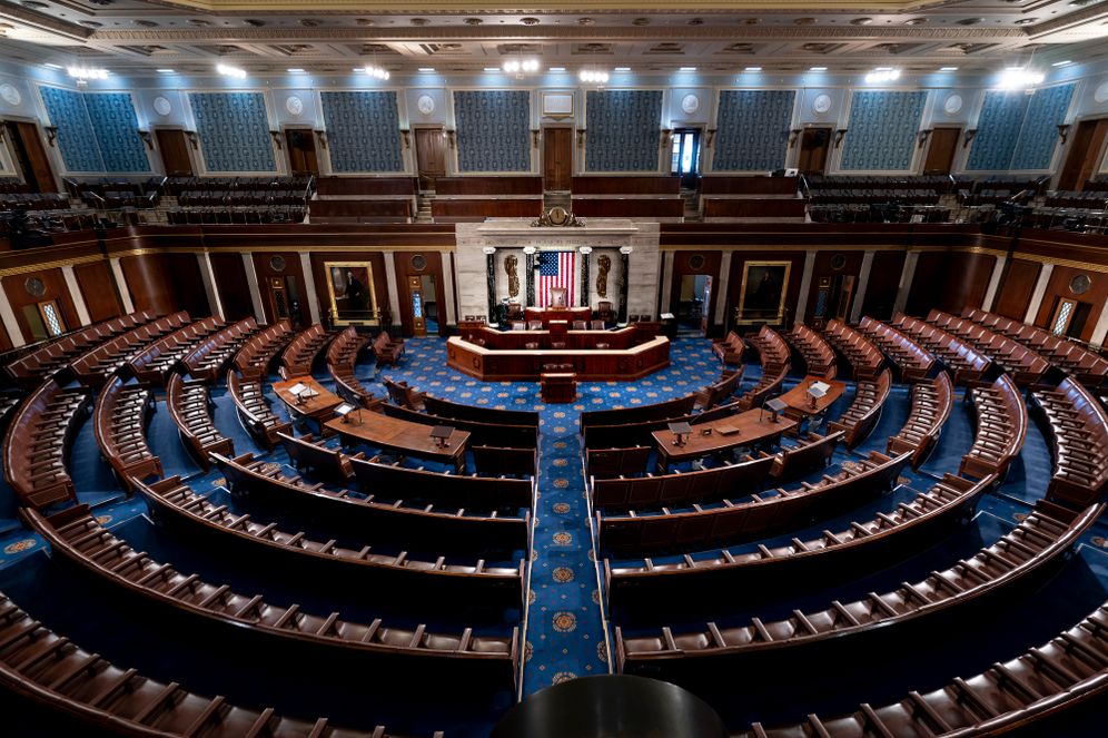 The chamber of the US House of Representatives is seen at the Capitol in Washington, DC