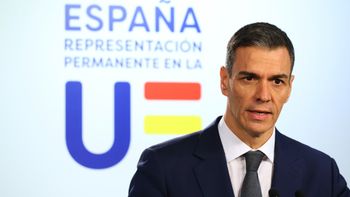 Le Premier ministre espagnol Pedro Sanchez s'exprime lors d'une conférence de presse à l'issue du sommet européen à Bruxelles, le 23.01.2026
