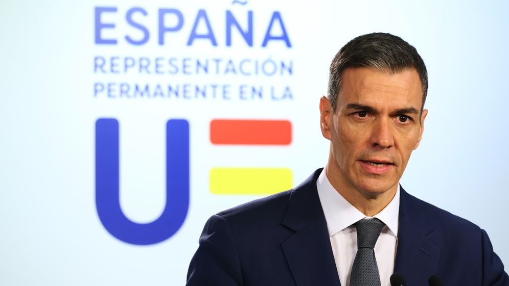 Le Premier ministre espagnol Pedro Sanchez s'exprime lors d'une conférence de presse à l'issue du sommet européen à Bruxelles, le 23.01.2026