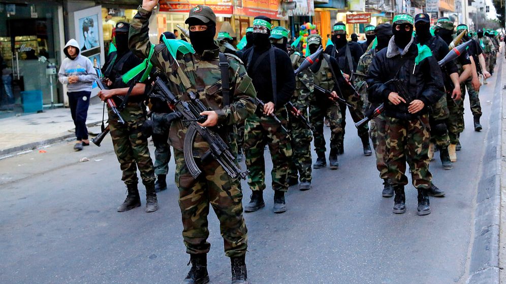 Hamas fighters seen in the Gaza Strip