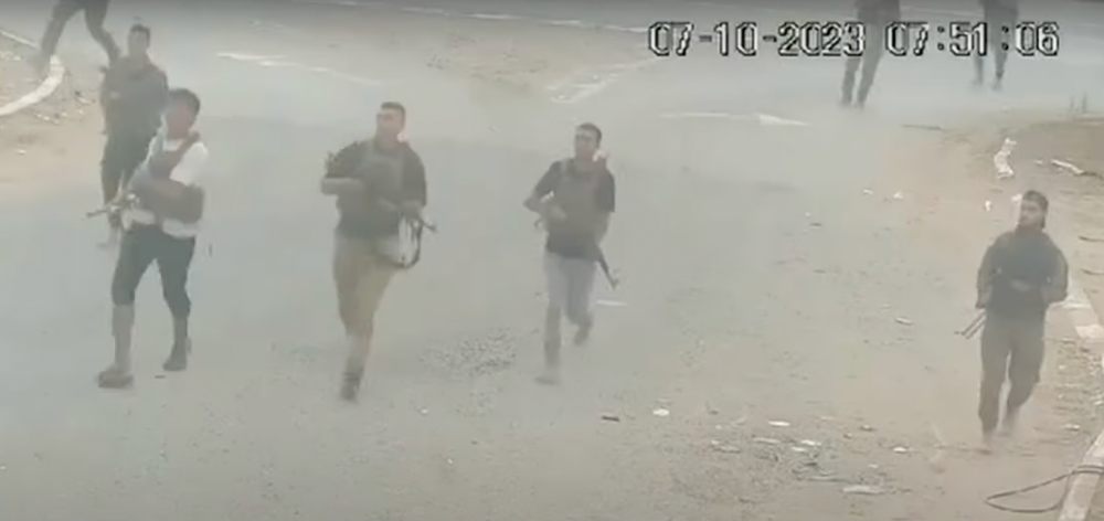 CCTV footage captures Hamas terrorists raiding an Israeli gas station on October 7