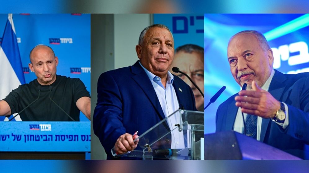 Avshalom Sassoni/Flash90 Avigdor Lieberman, Gadi Eisenkot, and Naftali Bennett