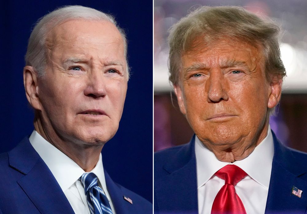 Dans ce montage, le président Joe Biden, à gauche, et l'ancien président Donald Trump en 2023