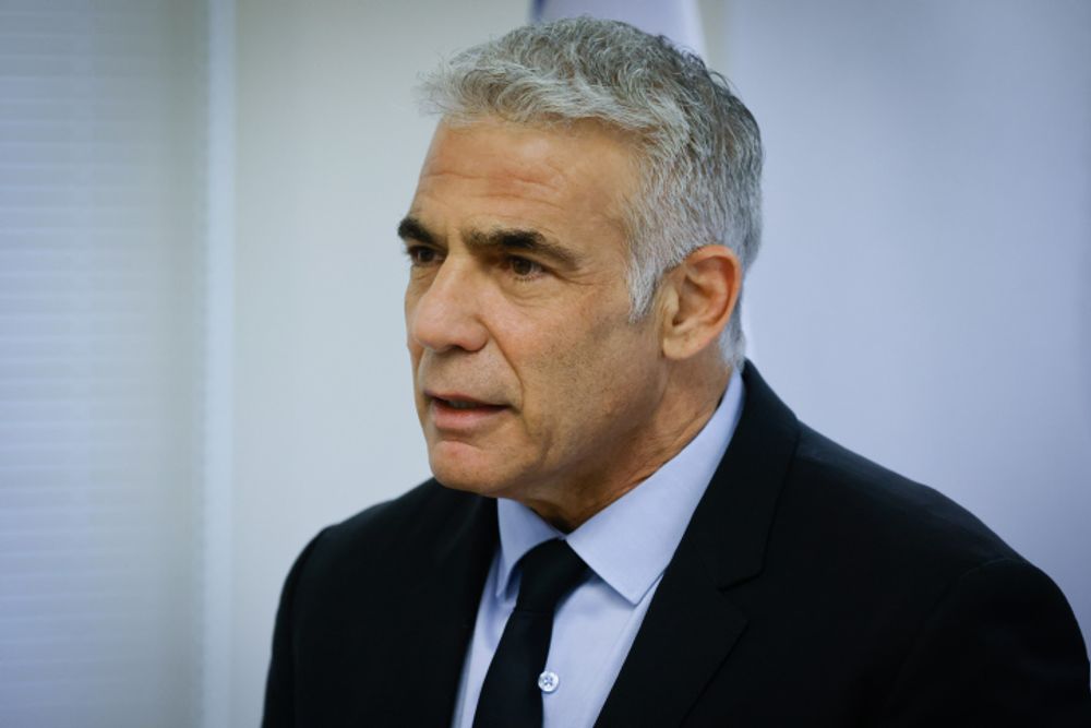 Israel's Foreign Minister Yair Lapid at the Knesset (Israel Parliament) in Jerusalem, on July 5, 2021.