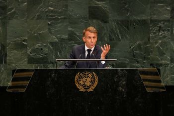 AP Photo/Seth Wenig Emmanuel Macron lors de l'Assemblée générale des Nations unies, à New York, le 22.09.2026