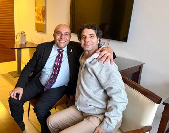 Frédéric Journès, ambassadeur de France en  Israël, et Ofer Calderon 