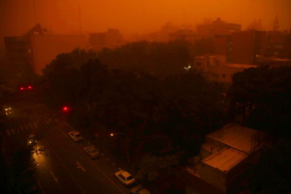 A view of Tehran, Iran during a dust storm.