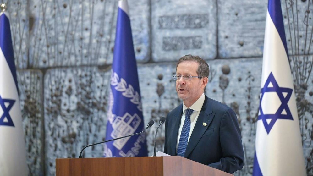 Photos: Kobi Gideon / GPO Israeli President Isaac Herzog speaking at the ‘Horizon Europe’ awards ceremony at the President’s Residence in Jerusalem, September 8, 2026.