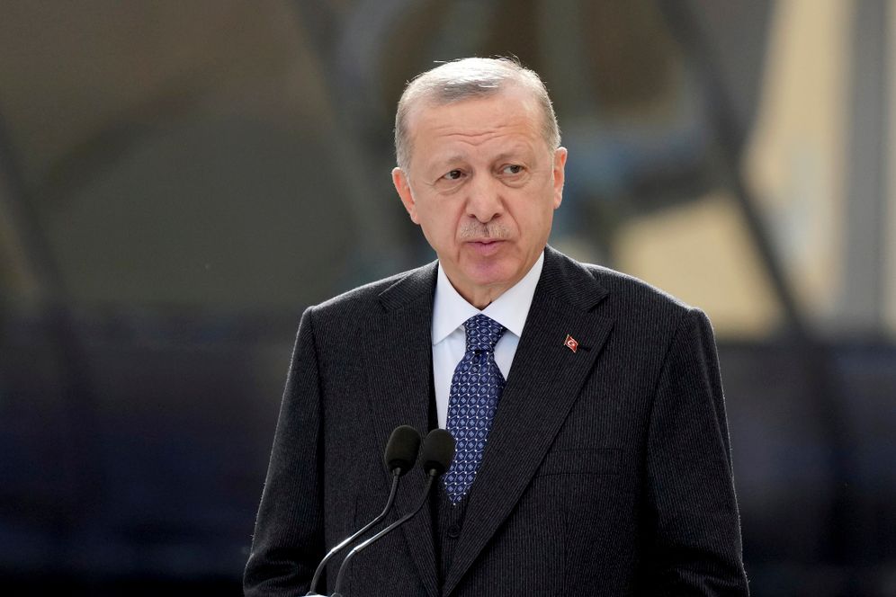 Le président turc Recep Tayyip Erdogan lors d'une visite à l'Expo de Dubaï 2020 pour une cérémonie de la fête nationale turque, à Dubaï, aux Émirats arabes unis, le 15 février 2022