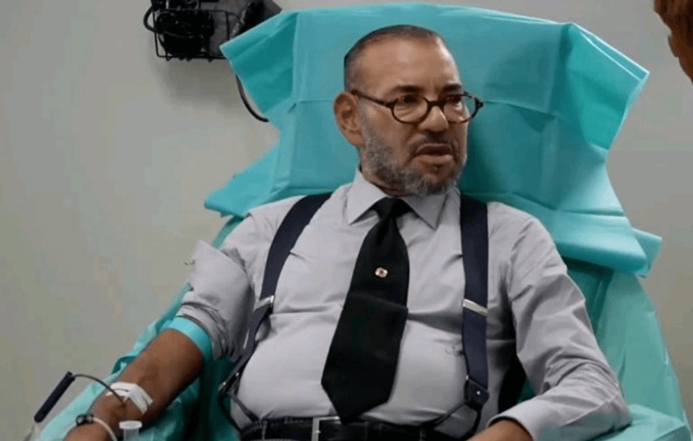 King Mohammed VI donating blood in Marrakech, Morocco.