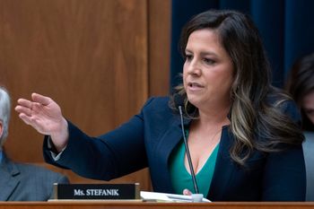 Republican Representative Elise Stefanik of New York questions Columbia President Nemat Shafik during a Congressional hearing in Washington, DC