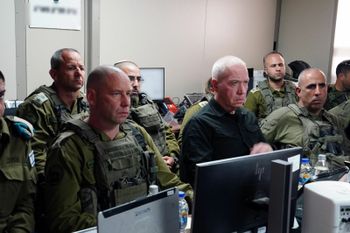 Israeli Defense Minister Yoav Gallant leads a situational assessment in the Rafah area, Gaza Strip.