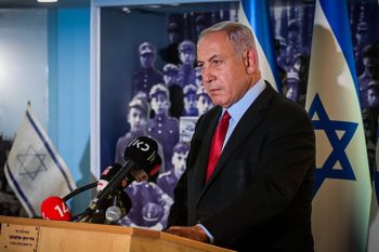 Benjamin Netanyahu speaks to the media at the Likud headquarters in Tel Aviv on July 26, 2022.