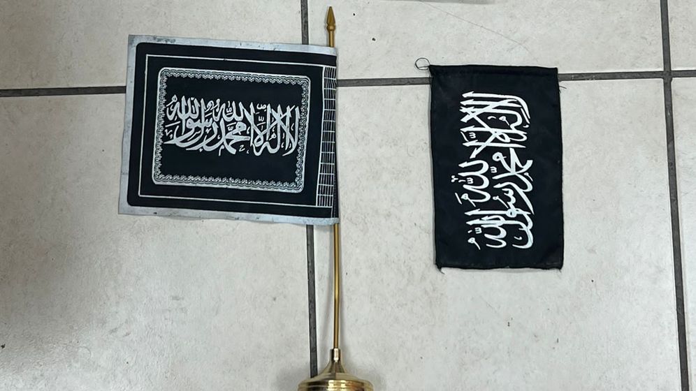 Flags found during arrest of ISIS members in Jerusalem, January 22.
