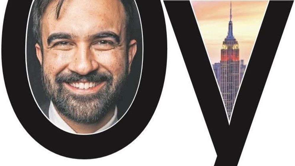 Cover of The Jewish Star on NY mayoral election results day - Mamdani, New York, inside of the word "OY"