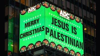 Un panneau géant "Jésus est palestinien" à Times Square, à New York