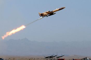This handout picture provided by the Iranian Army office on August 25, 2022 shows the launch of a military unmanned aerial vehicle during a two-day drone drill at an undisclosed location in Iran.