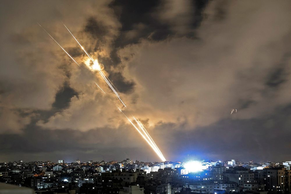 Rockets fired toward Israel from the Gaza Strip, May 20, 2021.