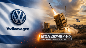 Le logo de Volkswagen aux côtés du Dôme de fer