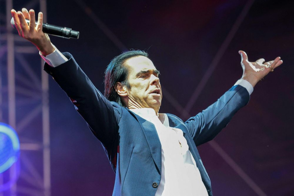 Nick Cave during a concert with his band 'Nick Cave & The Bad Seeds' at Clam Castle, in Klam, Austria, on August 5, 2022.