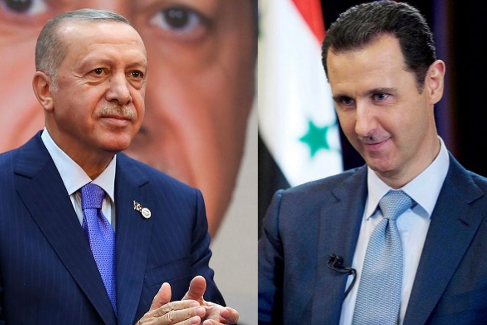Turkey's President Recep Tayyip Erdogan (L) and Syrian President Bashar Assad.