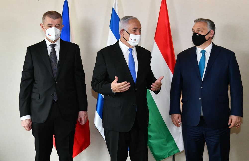 Le PM tchèque Andrej Babis, le PM israélien Benyamin Netanyahou et le PM hongrois Viktor Orban