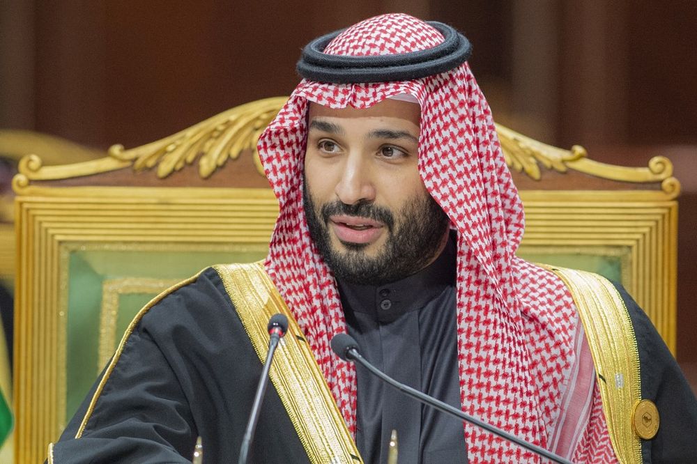 Le prince héritier d'Arabie saoudite Mohammed ben Salmane présidant le sommet du Conseil de coopération du Golfe à Riyad, le 14 décembre 2021
