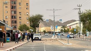 Aftermath of impact in Eilat 