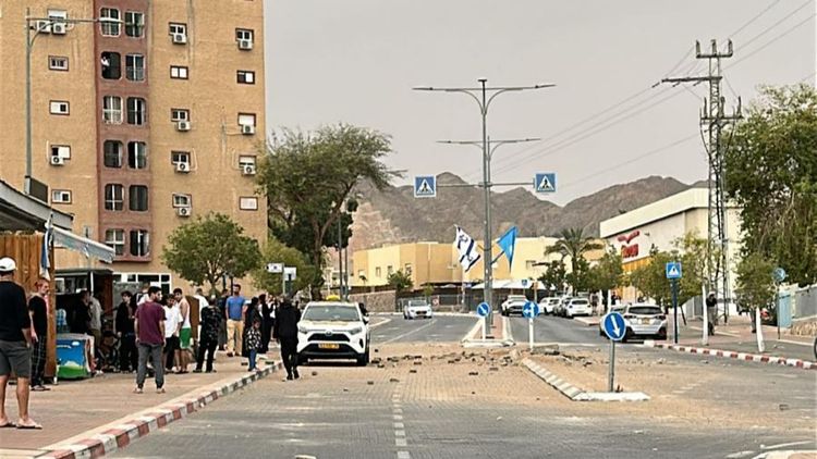 Aftermath of impact in Eilat 