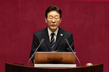 Jeon Heon-Kyun/AP South Korean President Lee Jae Myung gives a speech on the government's first supplemetary budget bill of 2026 at the National Assembly in Seoul Thursday, April 2, 2026.