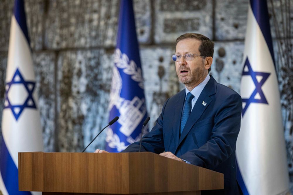 Israeli President Isaac Herzog at a conference at the President's House on June 21, 2022 in Jerusalem.