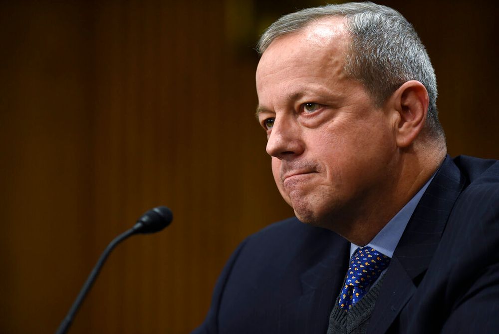 Ret. Gen. John R. Allen testifies on Capitol Hill in Washington, the United States, on February 25, 2015.