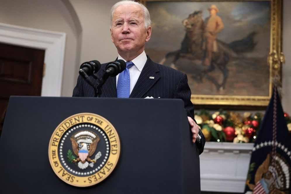 US President Joe Biden delivers remarks on the omicron Covid variant following a meeting at the White House on November 29, 2021 in Washington DC, US.