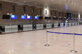 Empty departure hall amid the coronavirus pandemic at the Ben Gurion International Airport near Tel Aviv, Israel on February 3, 2021.