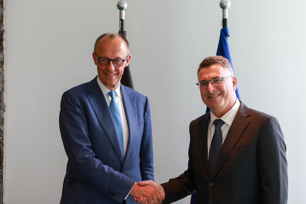 Israeli FM Gideon Sa'ar meets with German Chancellor Friedrich Merz in Berlin