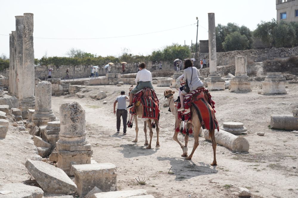 Israelis visit the site of the ancient village of Sebastia near the West Bank city of Nablus.