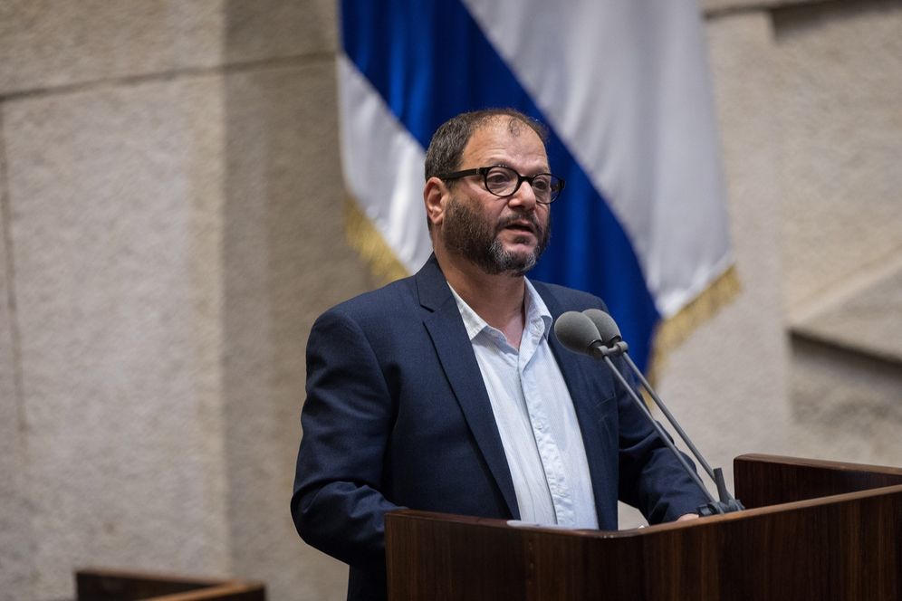 FILE - Hadash party Knesset (Israel Parliament) Member Ofer Cassif speaks at the Plenary Hall at the Knesset in Jerusalem, on May 14, 2019.